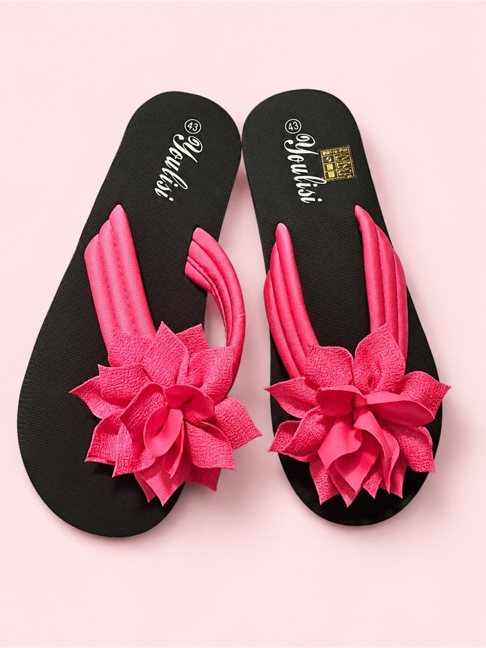 Pink Flower Slide Sandals for Women UK43 NWOT US 10.5-11